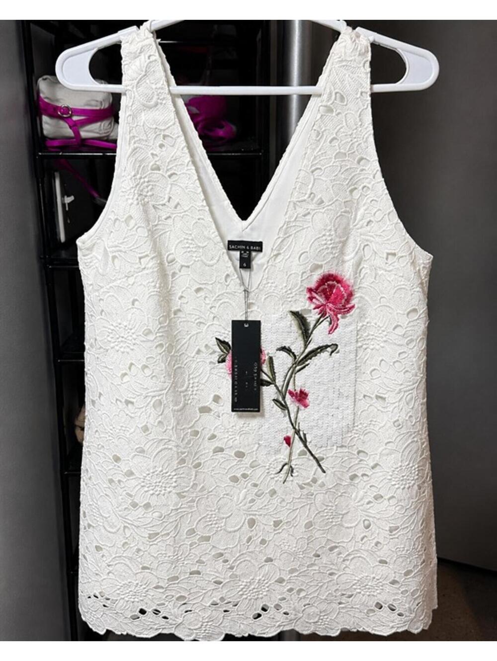 NWT Sachin & Babi Phillisa Tunic Size 6 Ivory Lace Embroidered Top